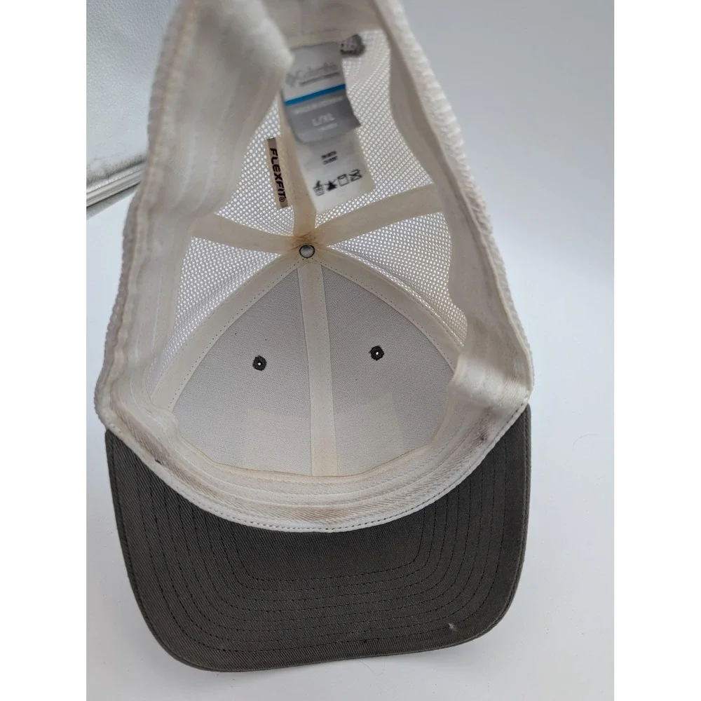 Columbia PFG Fish Flag Mesh Trucker Hat Grey White Flexfit L/XL Hat